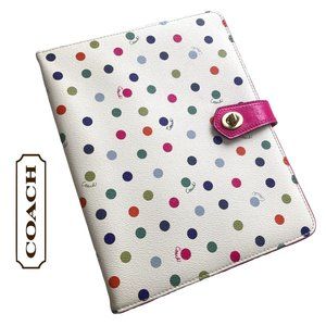 COACH Pink White POLKA DOT LOGO IPAD Tablet Case Holder